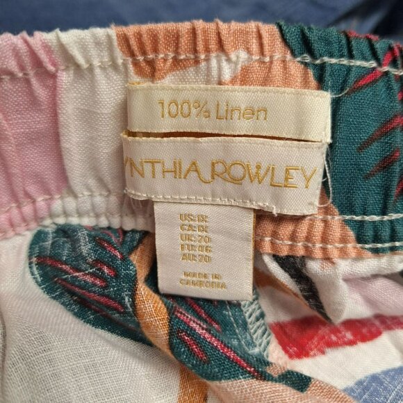 Cynthia Rowley Linen Pants Palm Short Womens Plus 1X Pockets‎ Beach Pool Cabana - Picture 3 of 7